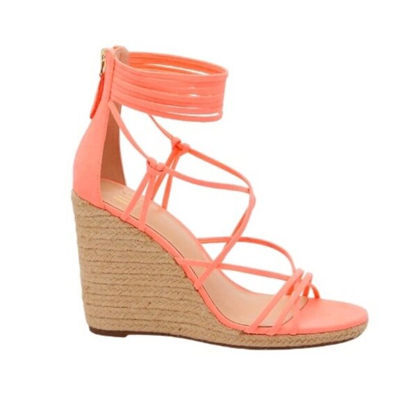 Jennifer Lopez Callie Coral Strappy Espadrille Wedge Sandals Size 7M - Picture 1 of 7